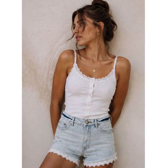 Free People Pants - Free People Lacey Cutoff Daisy Wash Distressed Denim Shorts Size 26 Cottagecore